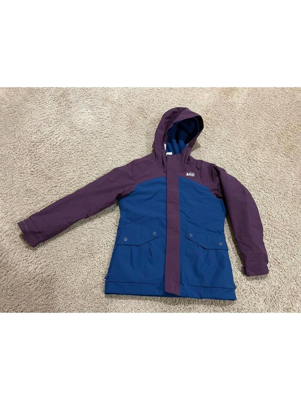 Girls REI CO-OP Peak Fleece Lined Insulated Nylon  Winter Jacket Blur Purple S 8